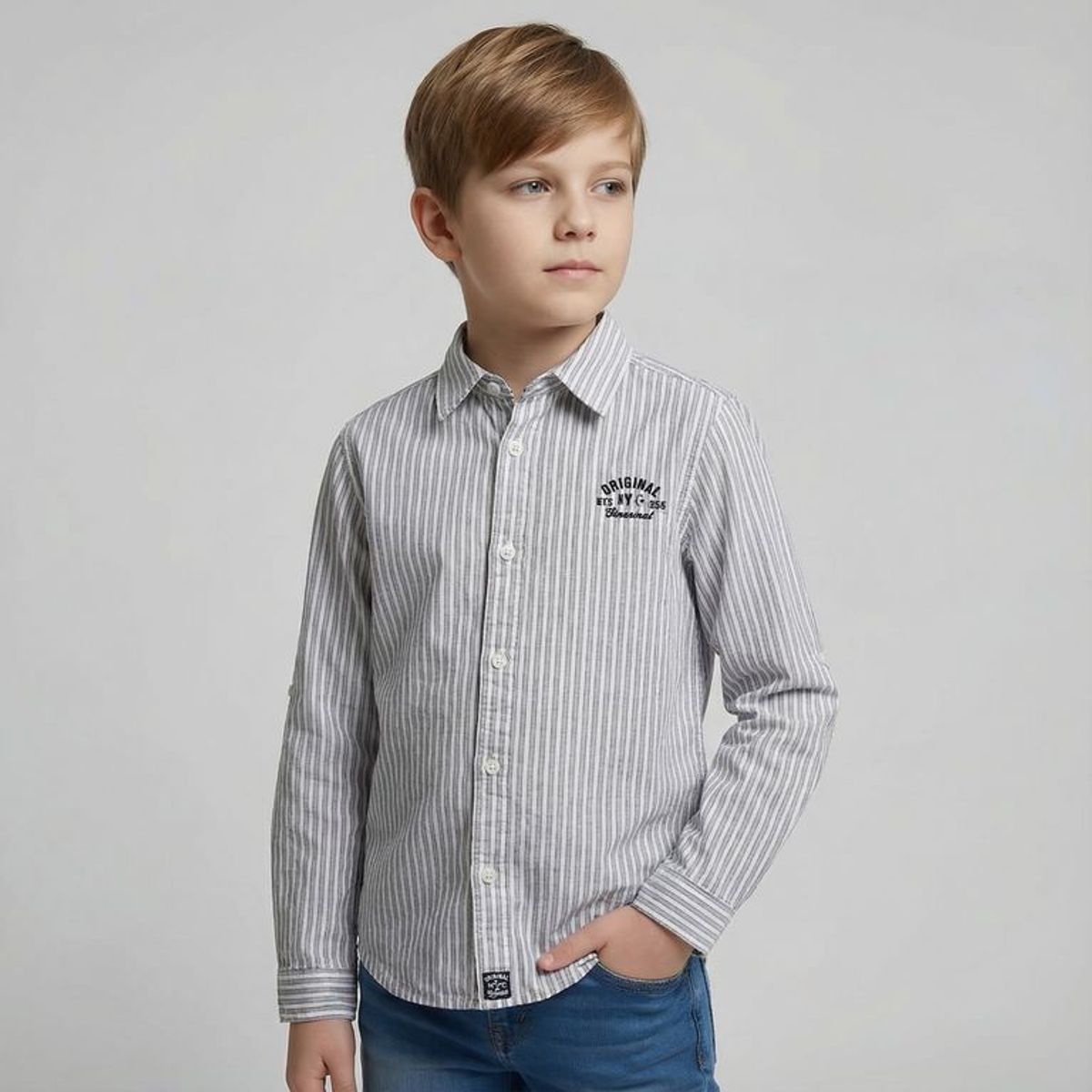 CONIGLIO - Camisa para Niño con Logo Manga larga de Algodón Coniglio