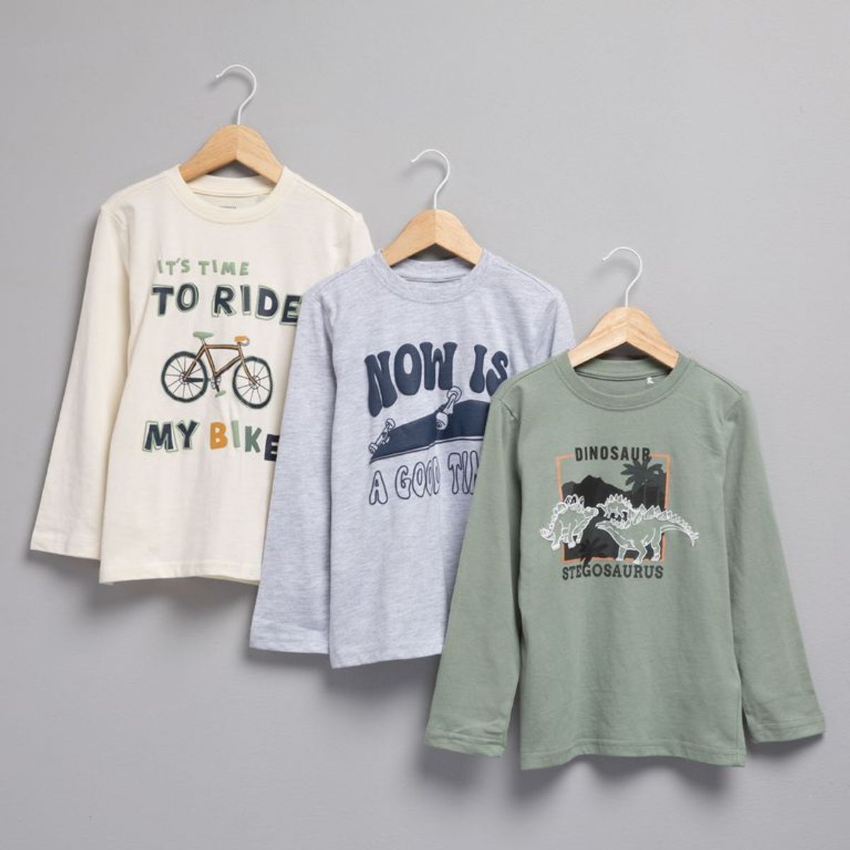 YAMP - Camisetas para Niño Pack de 3 unidades con Estampado Manga larga de Algodón Yamp