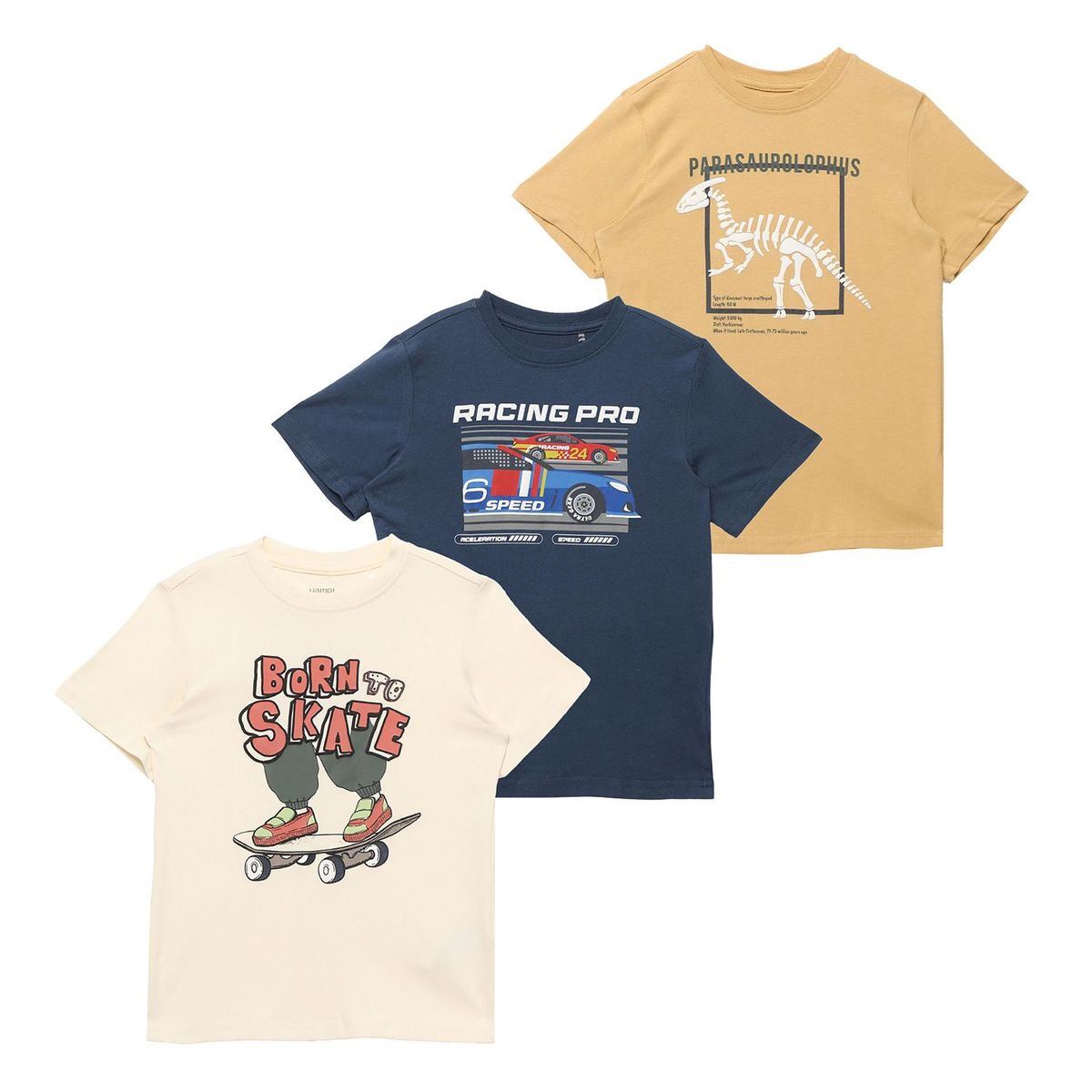 YAMP - Camisetas para Niño Pack de 3 unidades con Estampado Manga corta de Algodón Yamp
