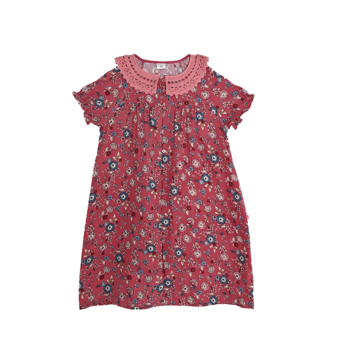 CONIGLIO - Vestido para Niña con Flores Manga corta de Algodón Coniglio 