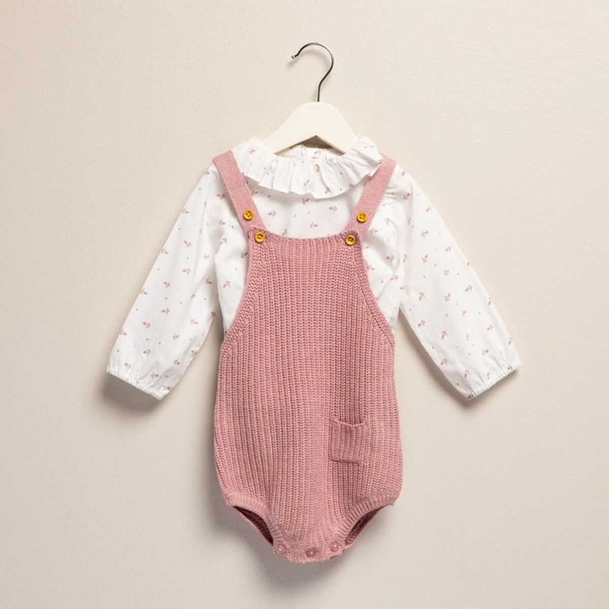 YAMP - Set Enterizo + Camisa manga larga para Bebé niña de Algodón Yamp