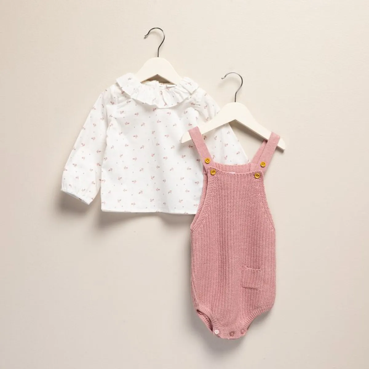 YAMP - Set Enterizo + Camisa manga larga para Bebé niña de Algodón Yamp