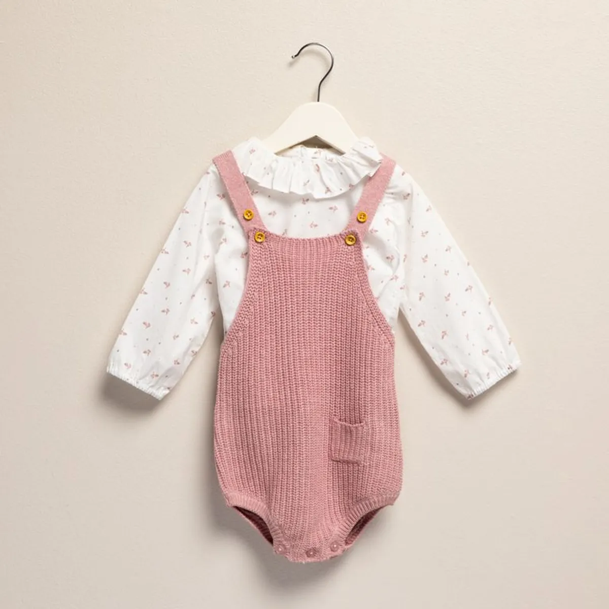 YAMP - Set Enterizo + Camisa manga larga para Bebé niña de Algodón Yamp