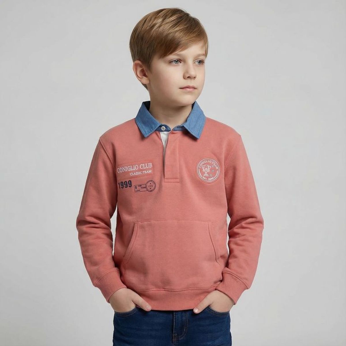 CONIGLIO - Saco Con cuello para Niño con Logo de Algodón Coniglio