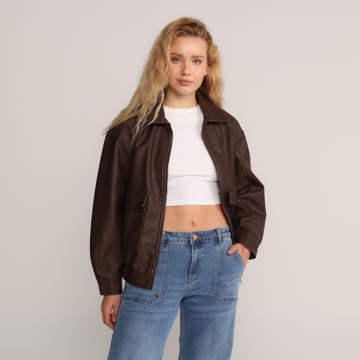 SYBILLA - Chaqueta Mujer Efecto cuero Sybilla