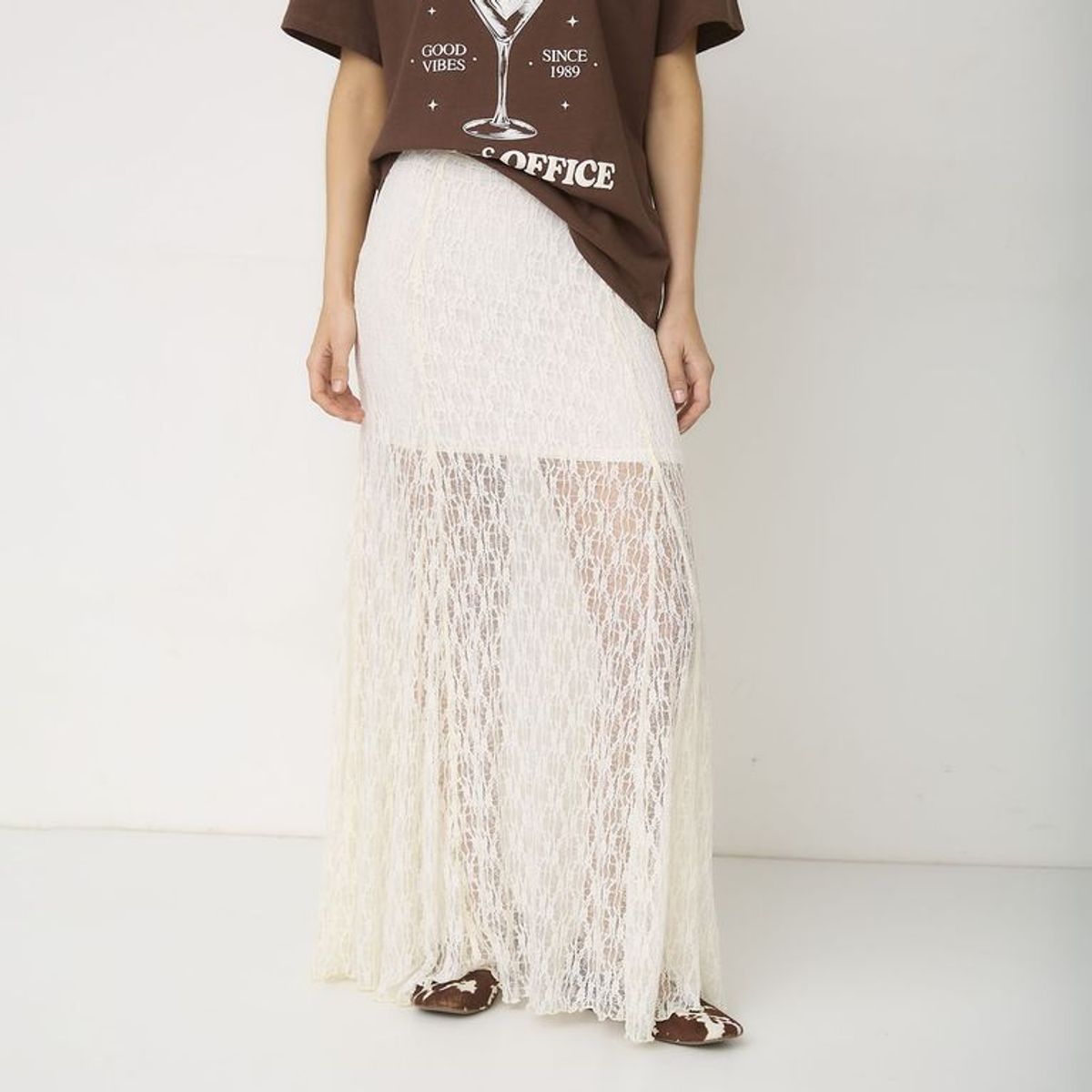 SYBILLA - Falda Maxi Mujer con Encaje Sybilla