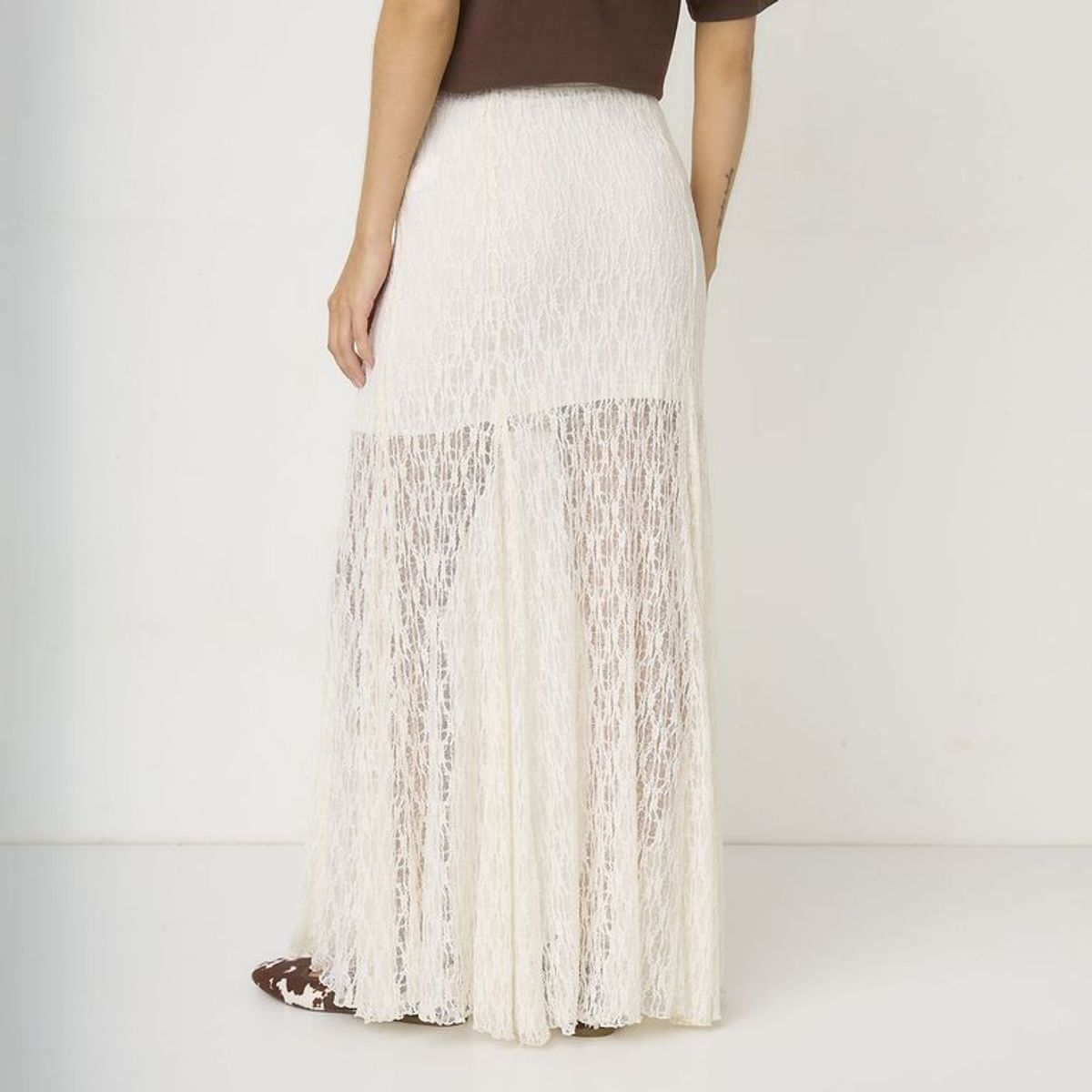 SYBILLA - Falda Maxi Mujer con Encaje Sybilla