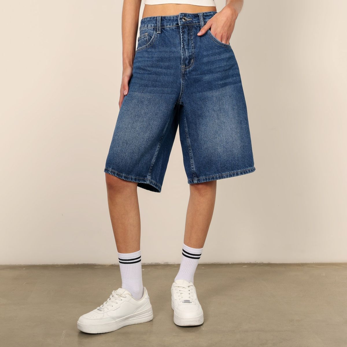 SYBILLA - Bermuda de jean Mujer Tiro medio Sybilla