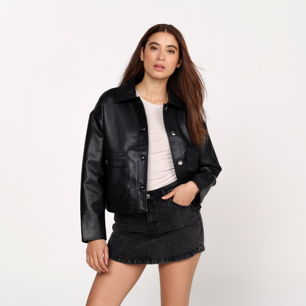 DENIMLAB - Chaqueta Mujer Efecto cuero Regular fit Denimlab