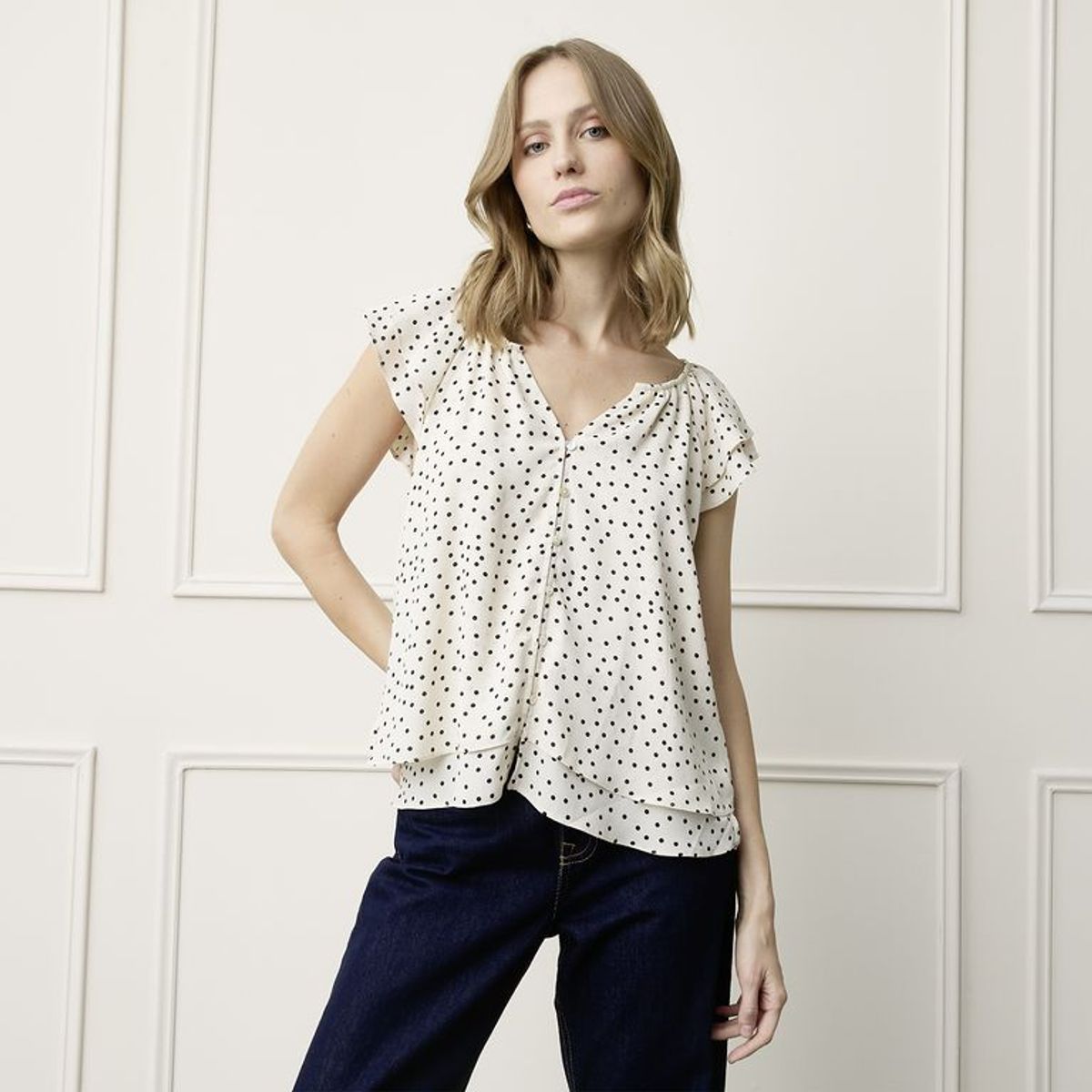 BASEMENT - Blusa Mujer con Estampado Manga corta Basement