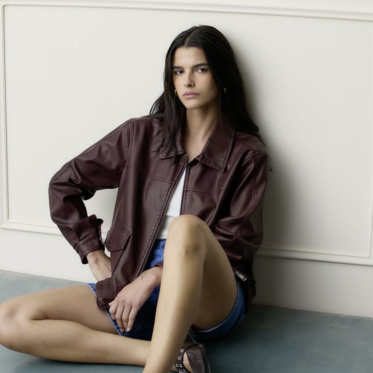 BASEMENT - Chaqueta Mujer Efecto cuero Basement