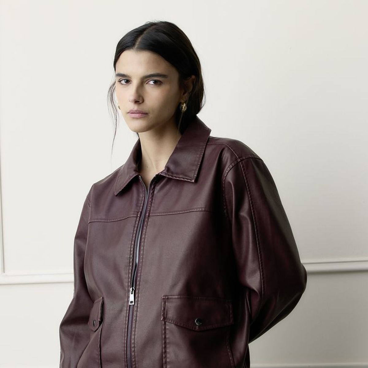 BASEMENT - Chaqueta Mujer Efecto cuero Basement