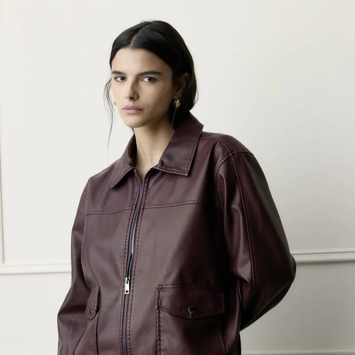 BASEMENT - Chaqueta Mujer Efecto cuero Basement