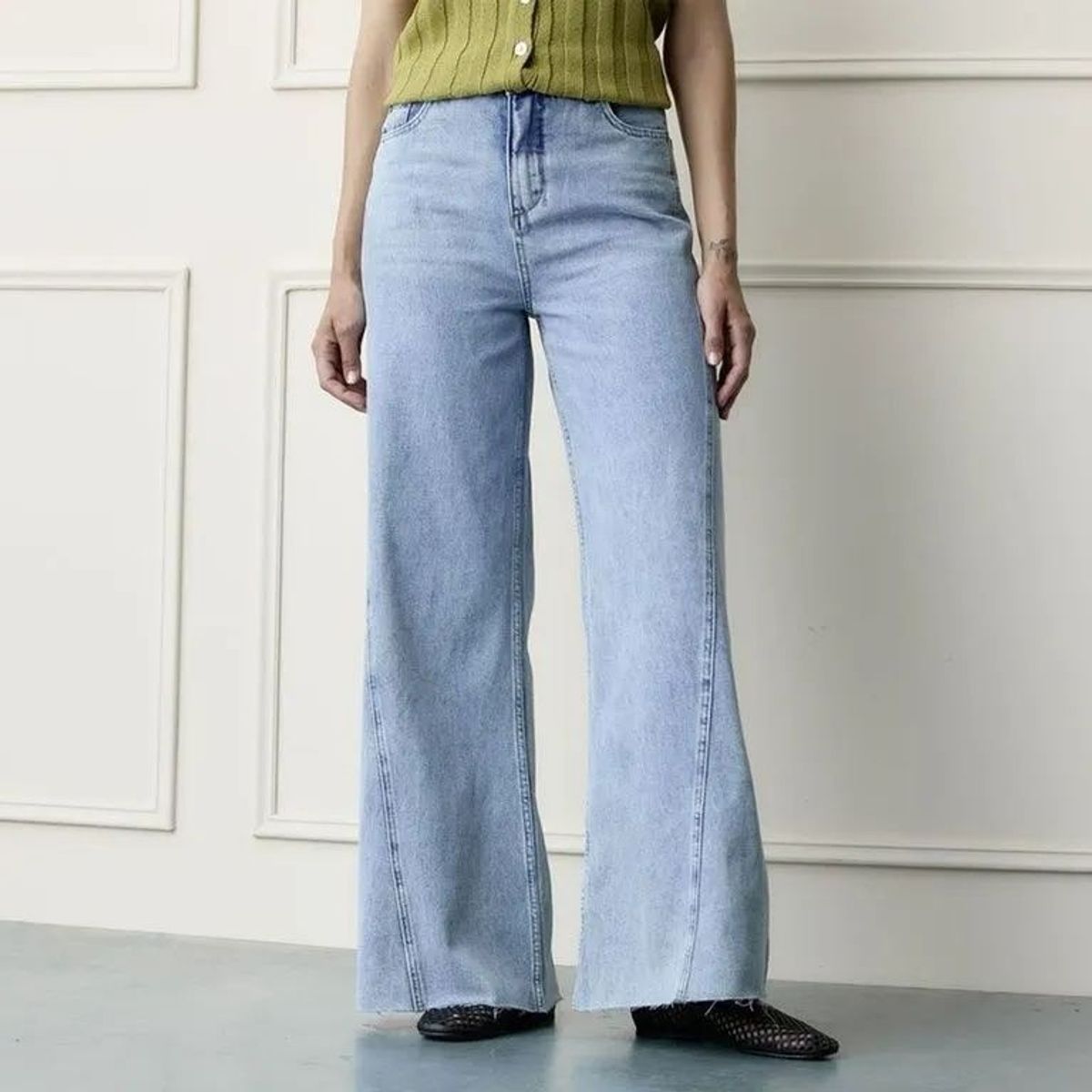 BASEMENT - Jean Wide leg Mujer Tiro medio Basement