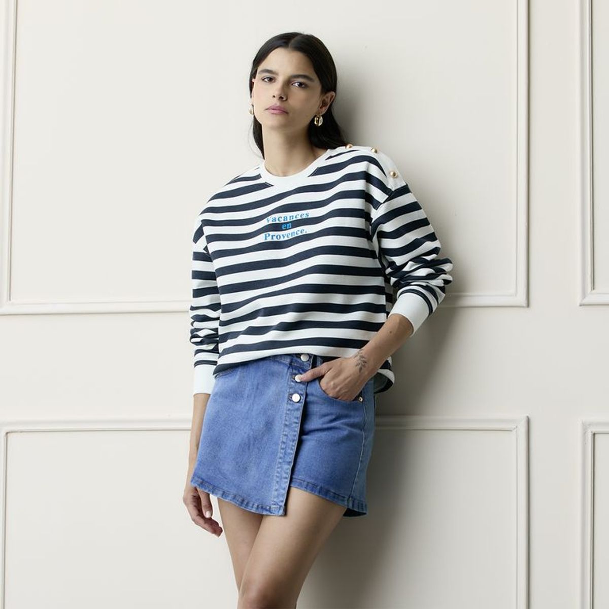 BASEMENT - Hoodie Mujer con Estampado de Algodón Basement