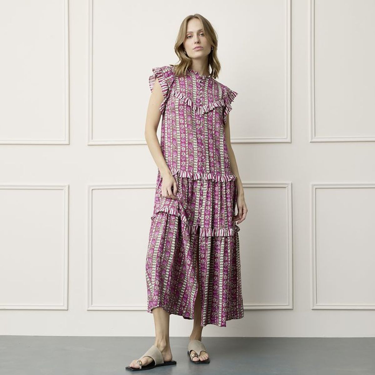 BASEMENT - Vestido Mujer Medio Casual con Estampado Basement