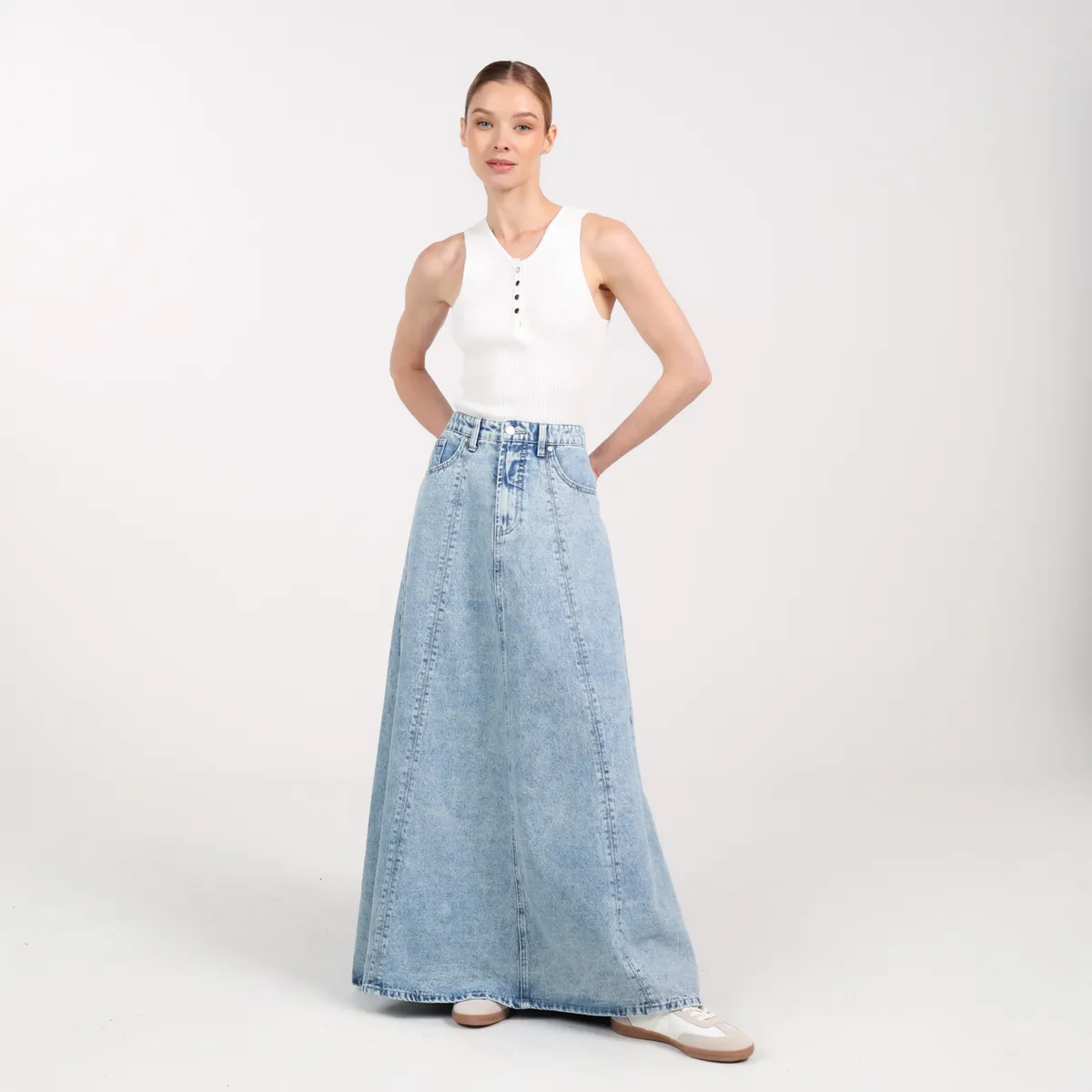 BASEMENT - Falda Maxi Mujer de Algodón Basement