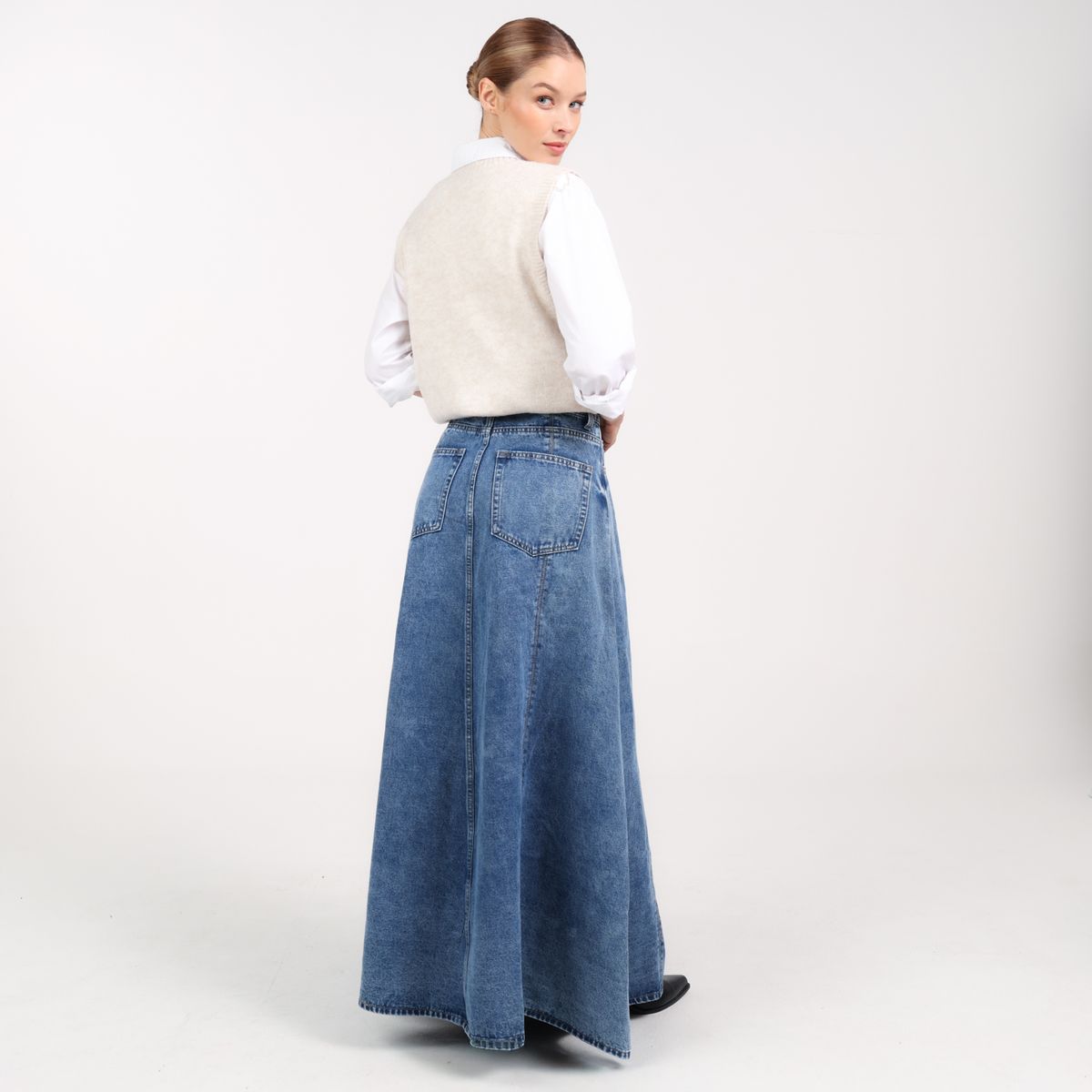 BASEMENT - Falda Maxi Mujer de Algodón Basement