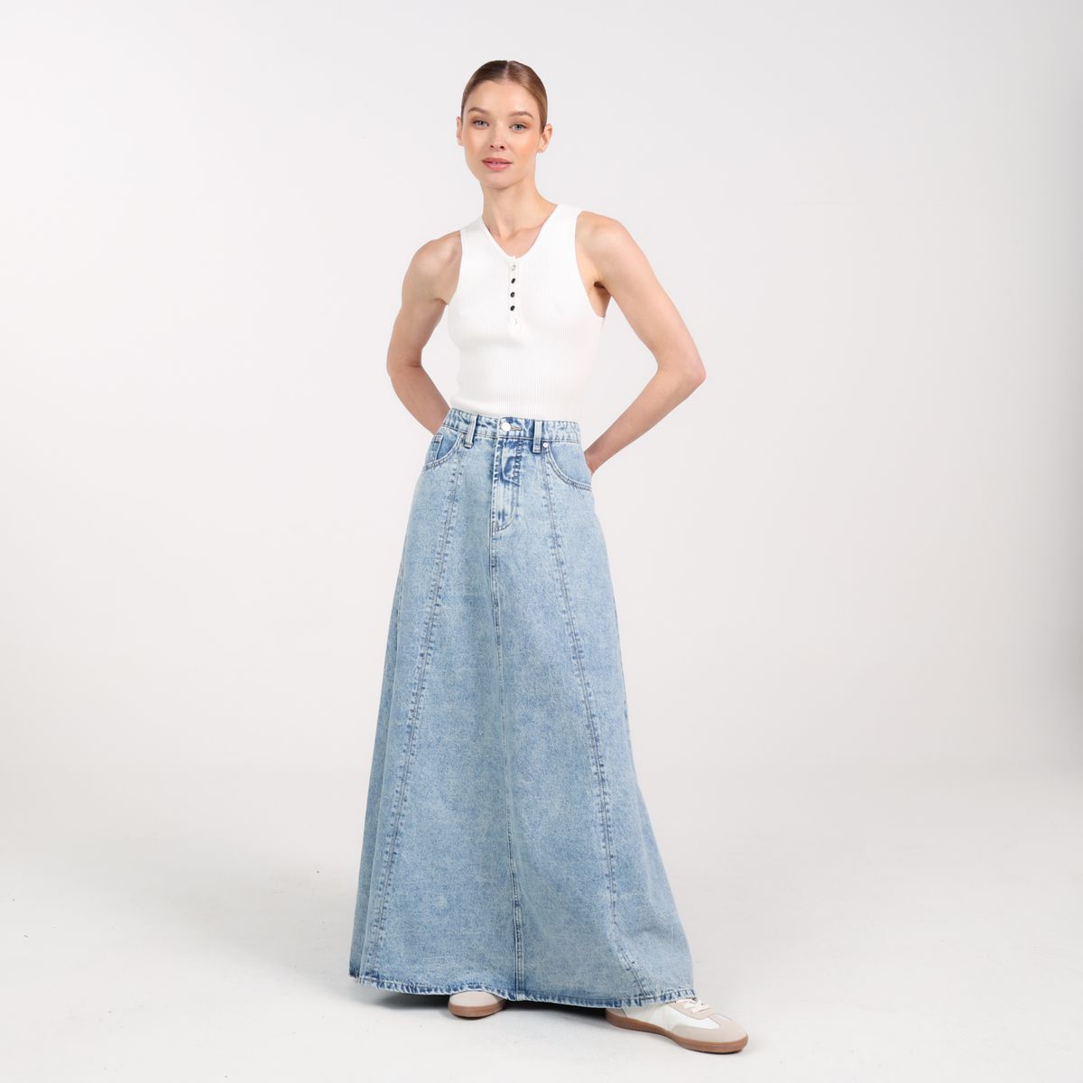 BASEMENT - Falda Maxi Mujer de Algodón Basement