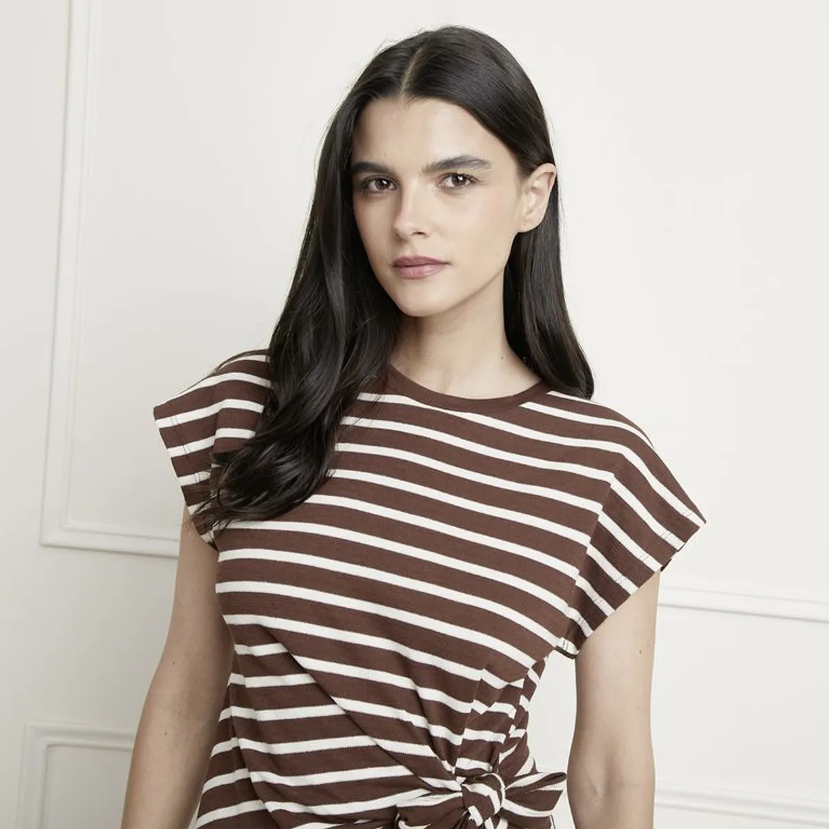 BASEMENT - Camiseta Mujer de Rayas Manga corta Basement