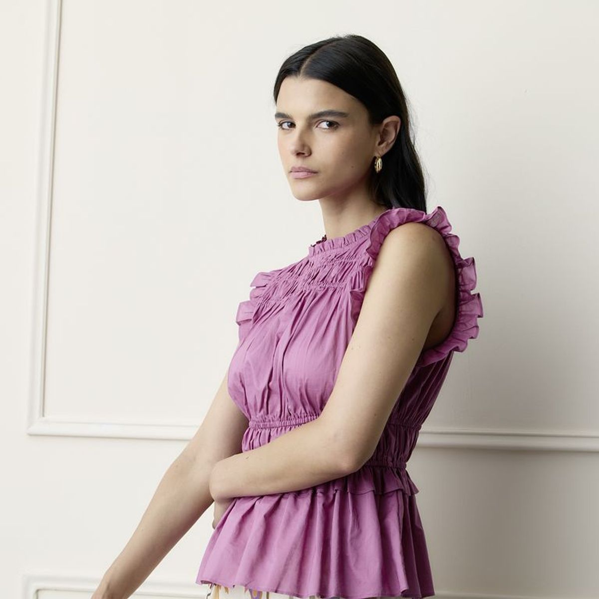 BASEMENT - Blusa Mujer con Boleros Sin mangas de Algodón Basement