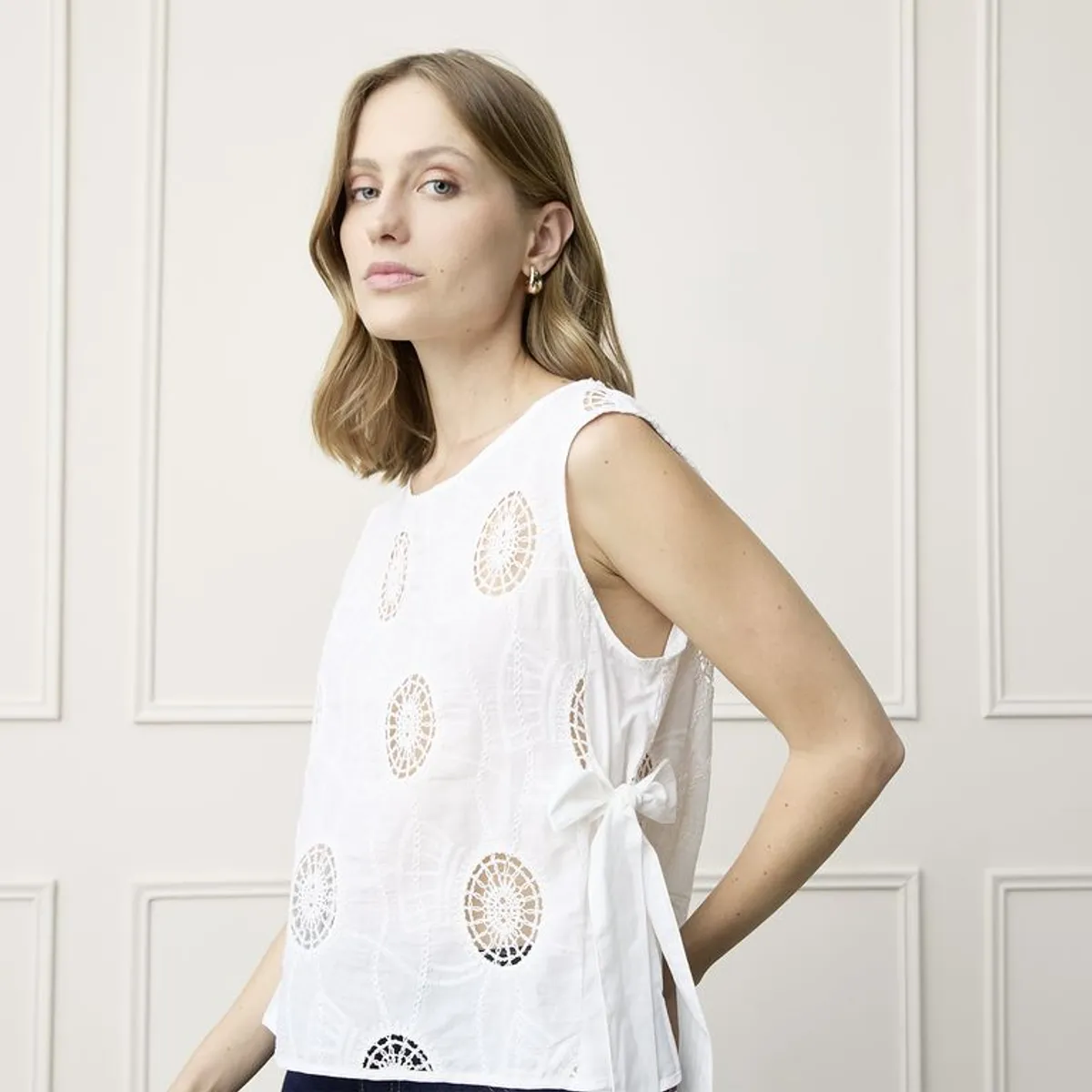 BASEMENT - Blusa Mujer con Estampado Sin mangas de Algodón Basement