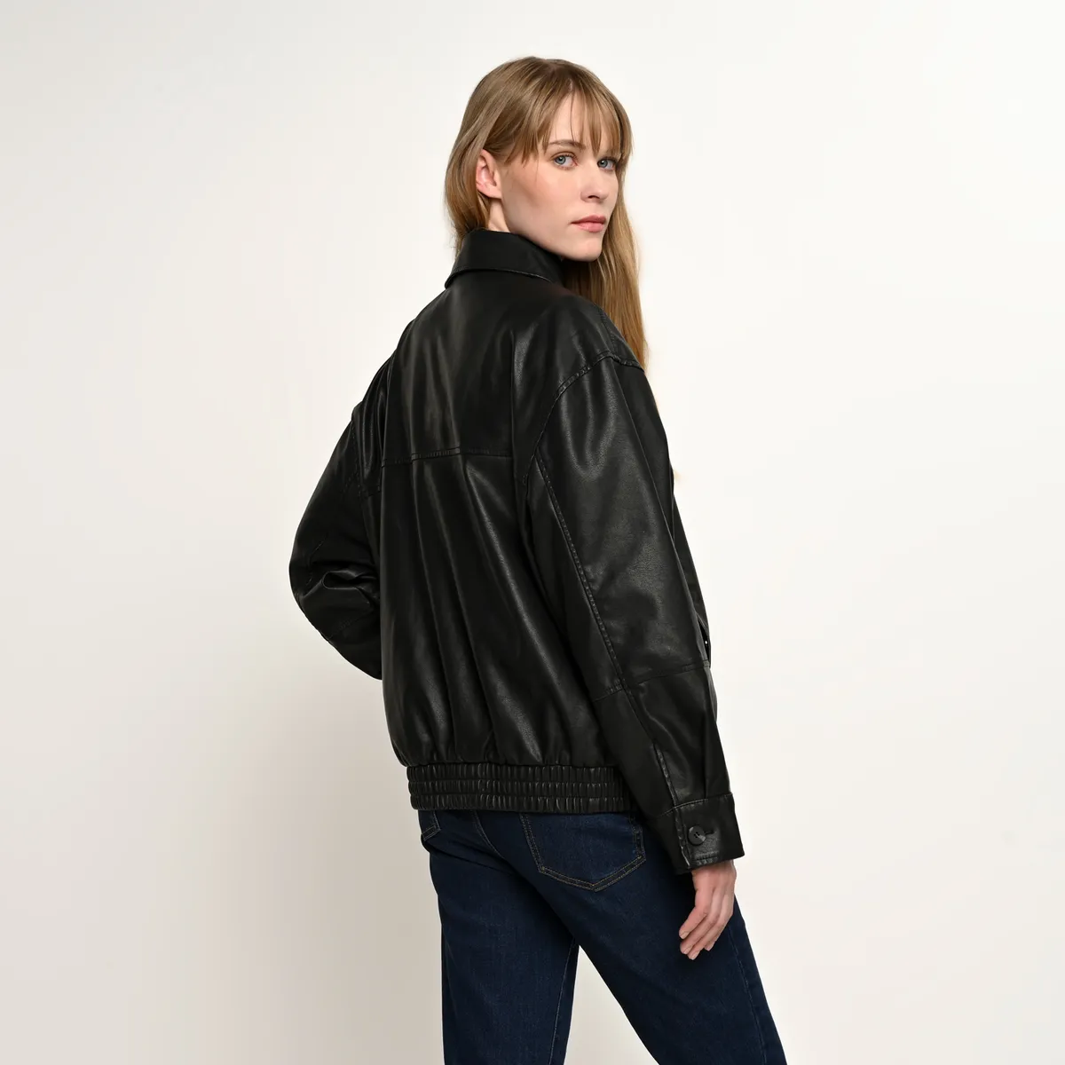 BASEMENT - Chaqueta Mujer Efecto cuero Basement