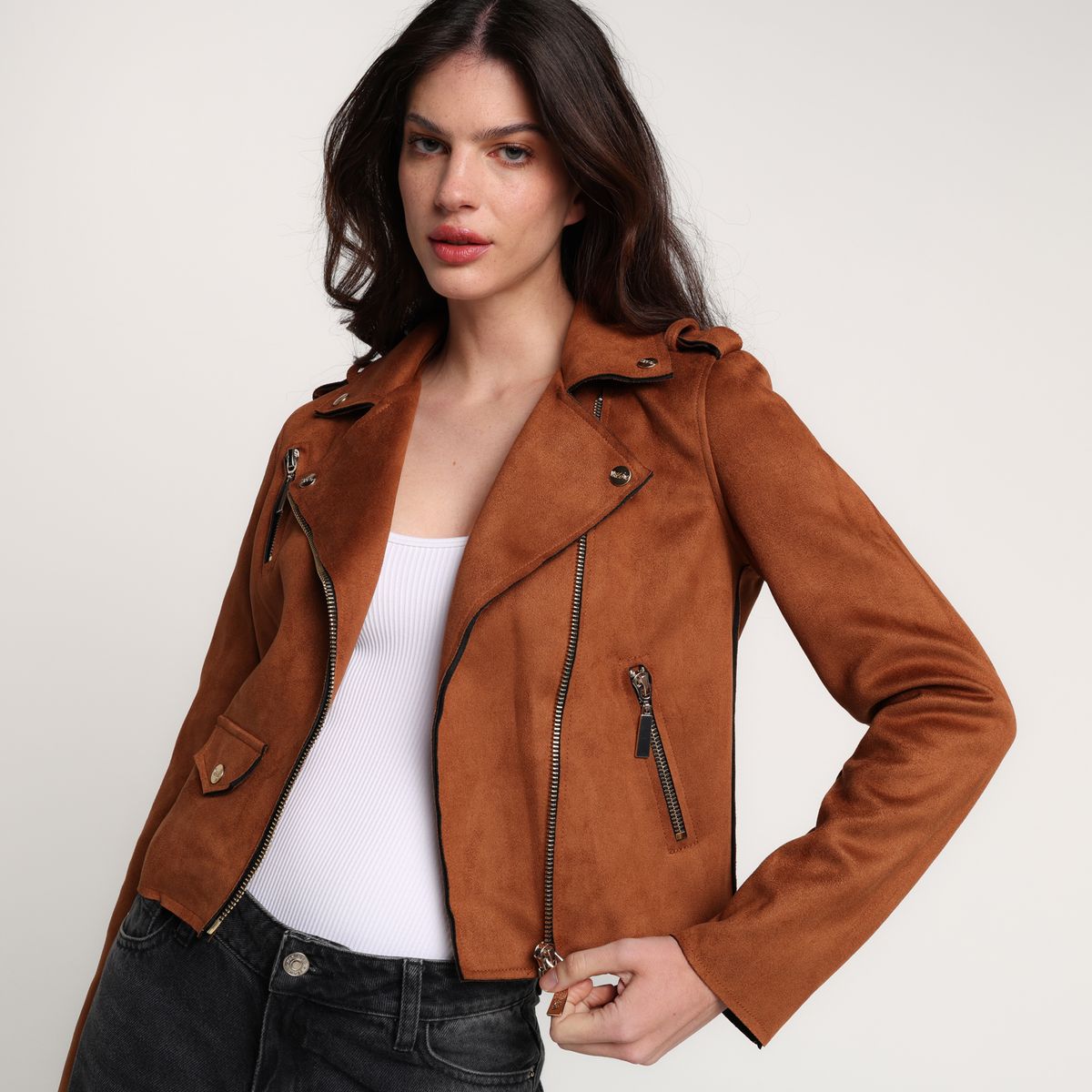 MOSSIMO - Chaqueta Mujer Efecto cuero Mossimo
