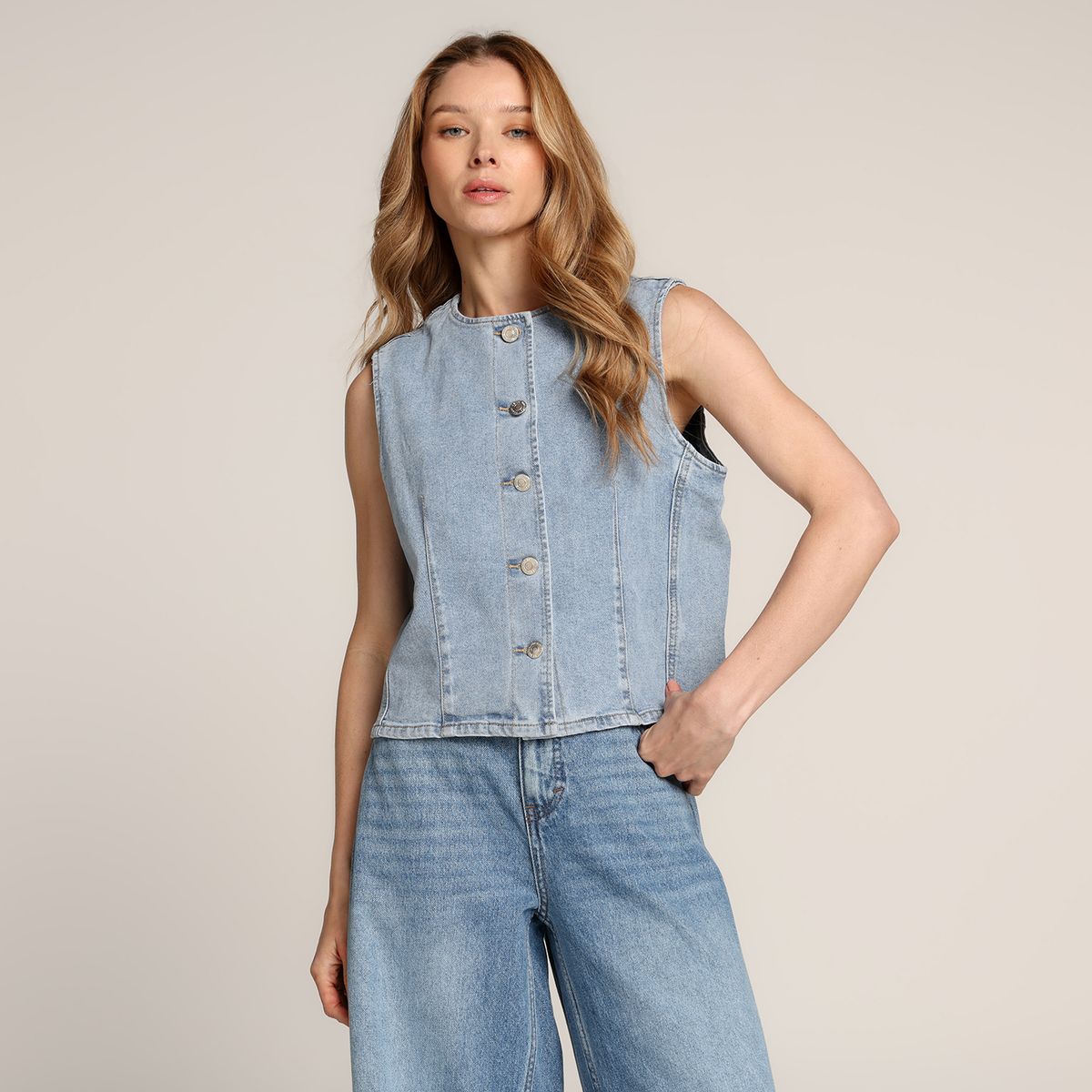 UNIVERSITY CLUB - Chaleco Mujer Denim de Algodón University Club