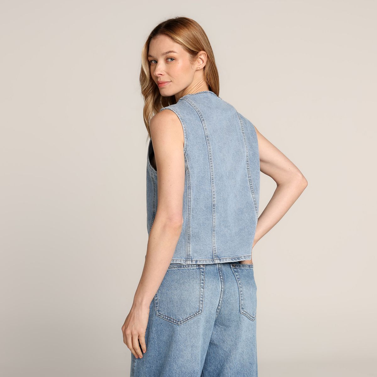 UNIVERSITY CLUB - Chaleco Mujer Denim de Algodón University Club