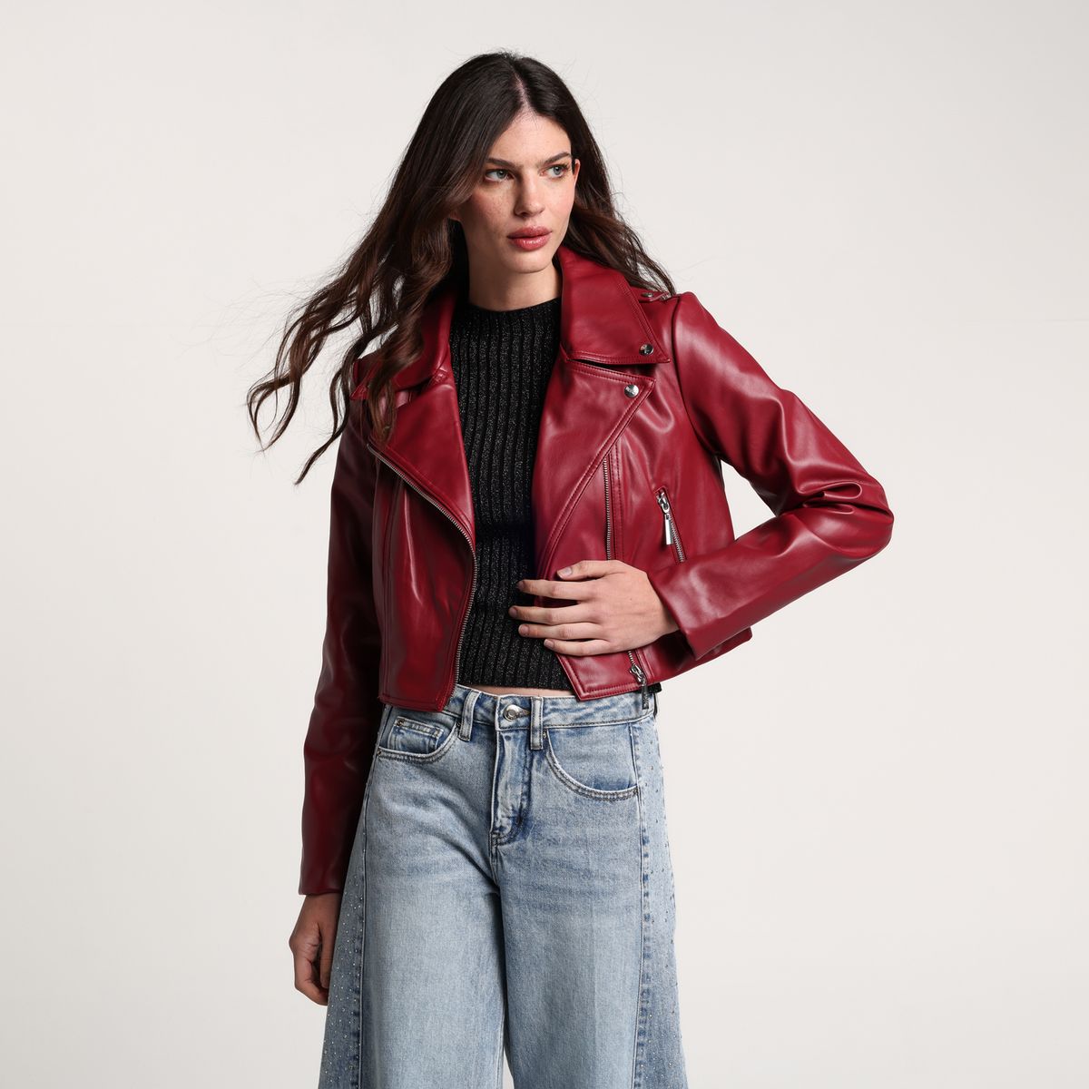 MOSSIMO - Chaqueta Efecto cuero Mujer Tipo biker Slim fit Mossimo