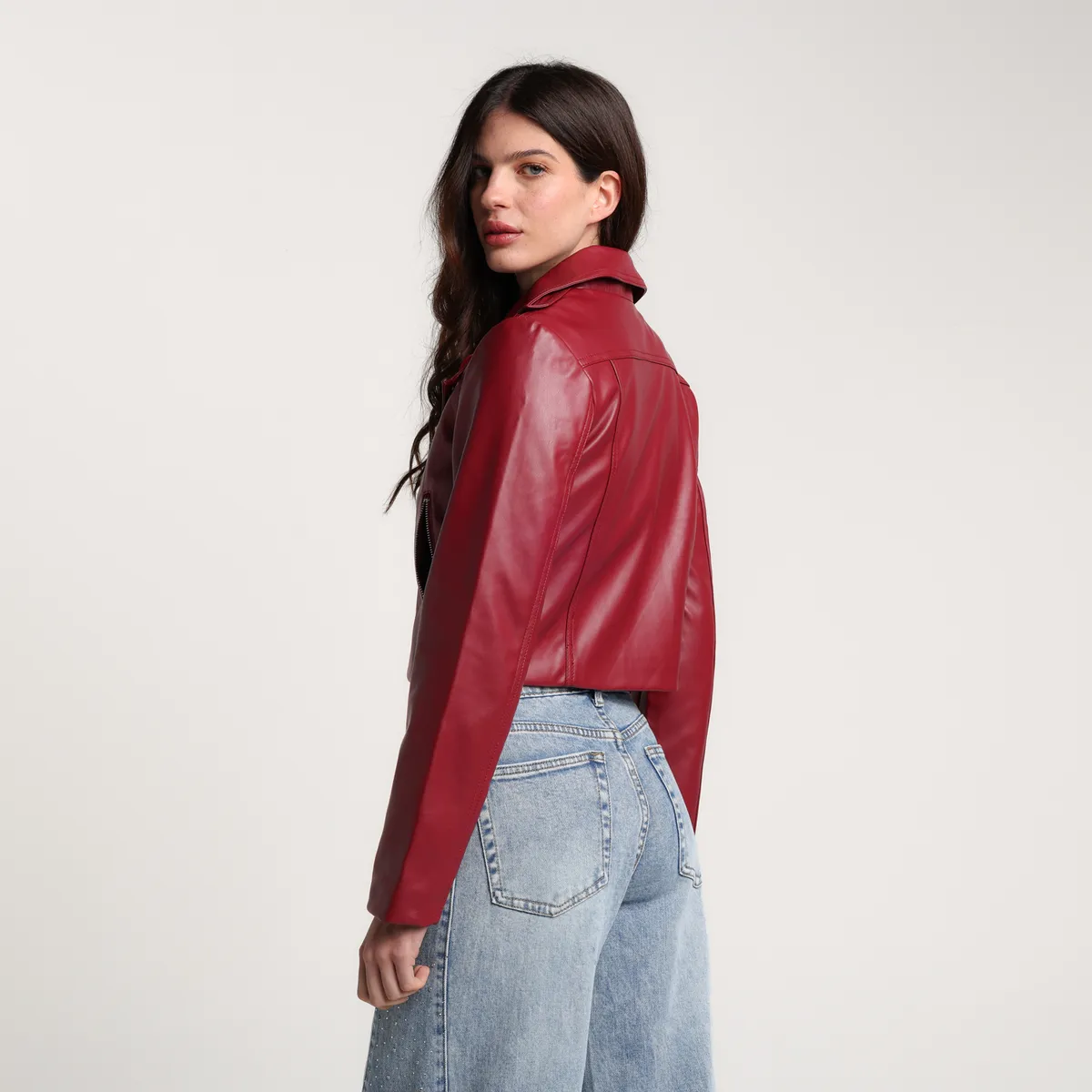 MOSSIMO - Chaqueta Efecto cuero Mujer Tipo biker Slim fit Mossimo