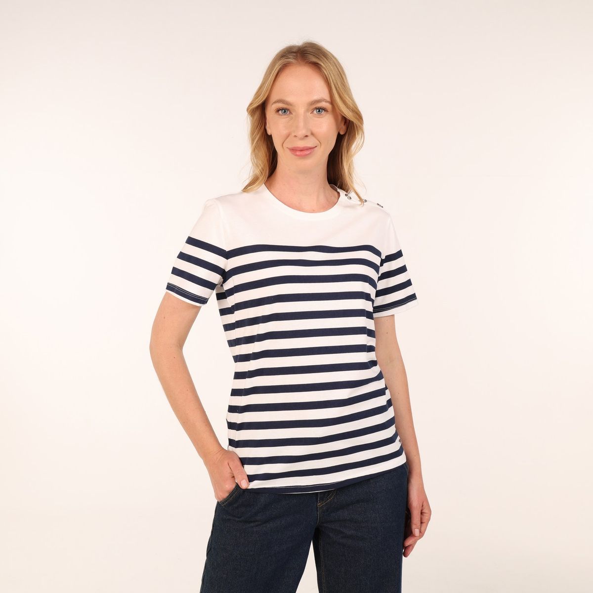 NEWPORT - Camiseta Mujer de Rayas Manga corta de Algodón Newport