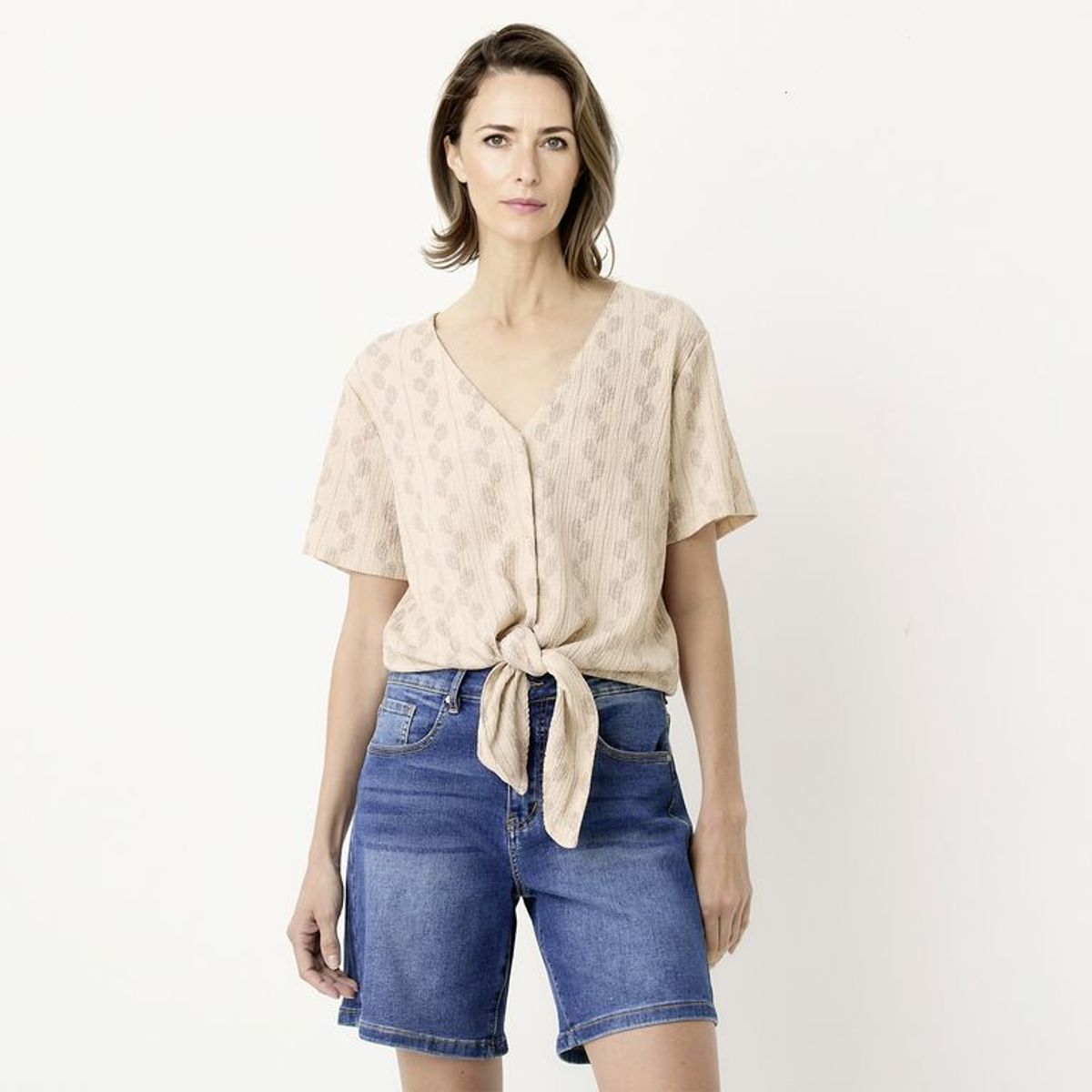 NEWPORT - Blusa Mujer Anudada Manga corta Newport