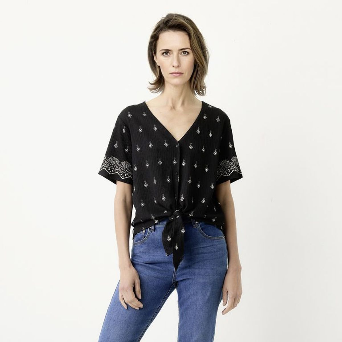 NEWPORT - Blusa Mujer Anudada Manga corta Newport