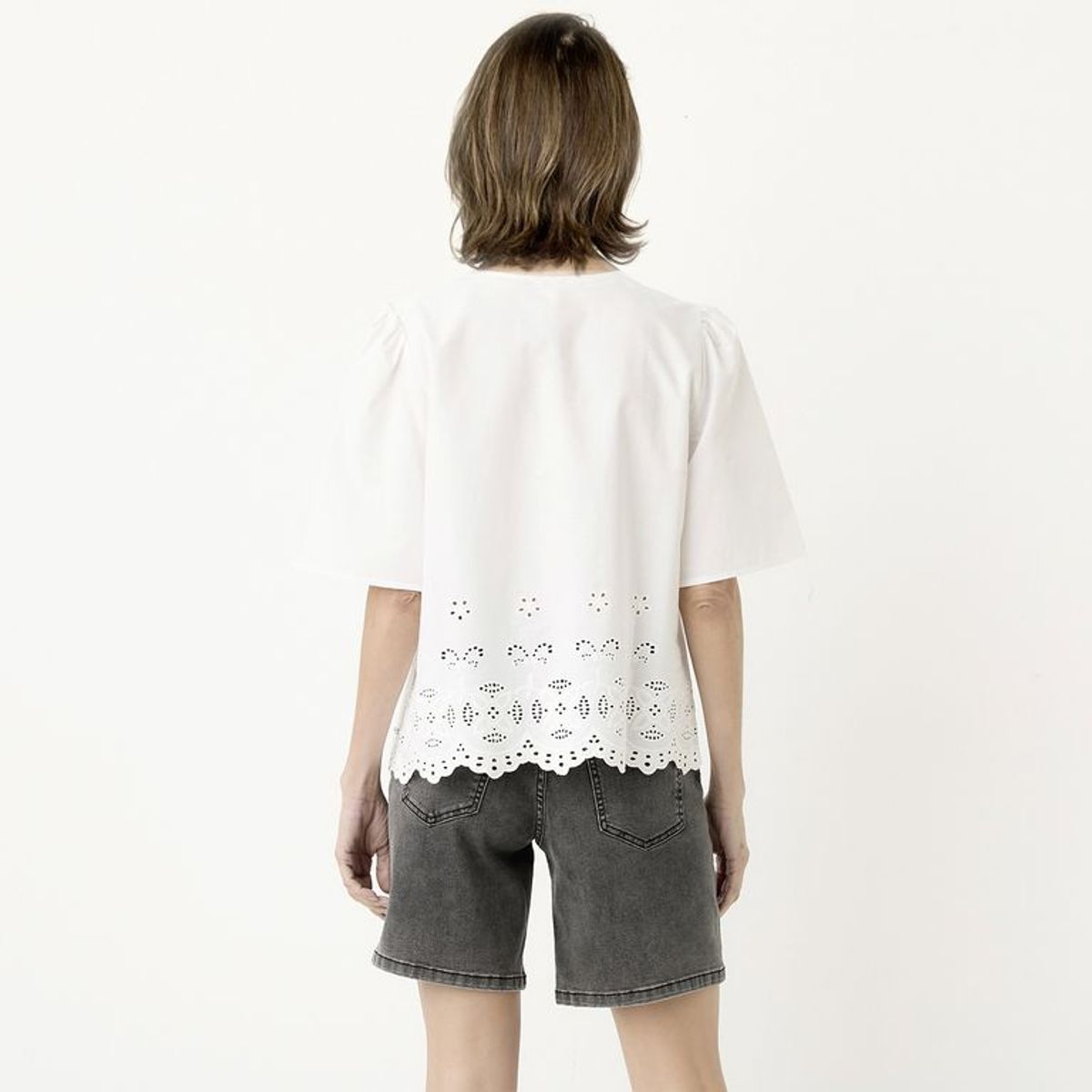 NEWPORT - Blusa Mujer con Bordado Manga corta de Algodón Newport