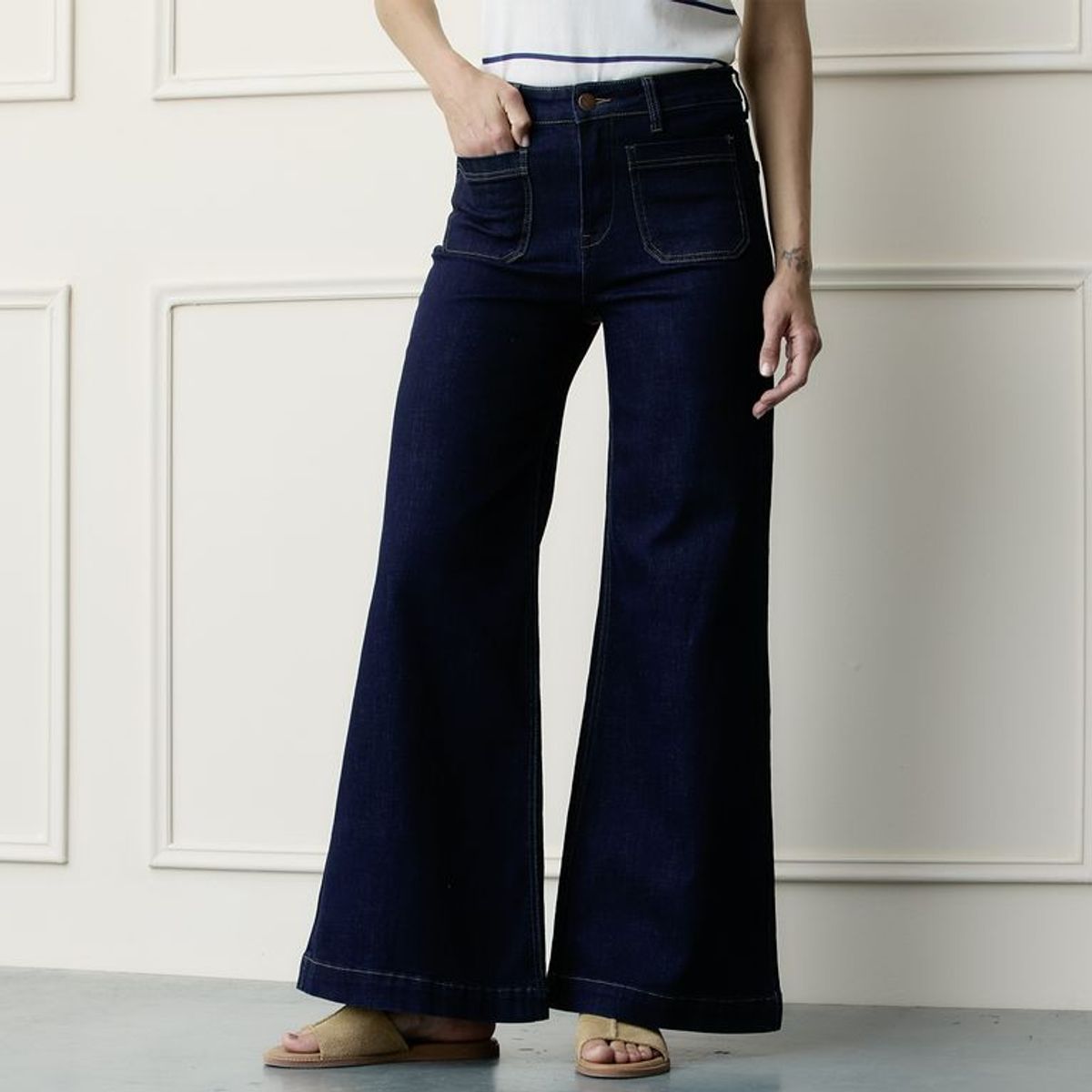 BASEMENT - Jean Wide leg Mujer Tiro medio Basement