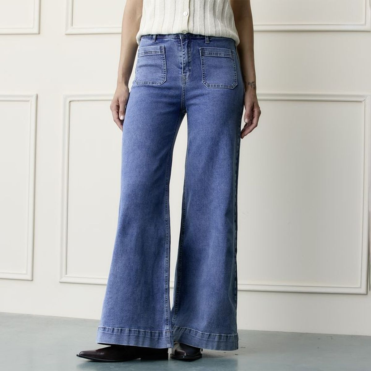 BASEMENT - Jean Wide leg Mujer Tiro medio Basement