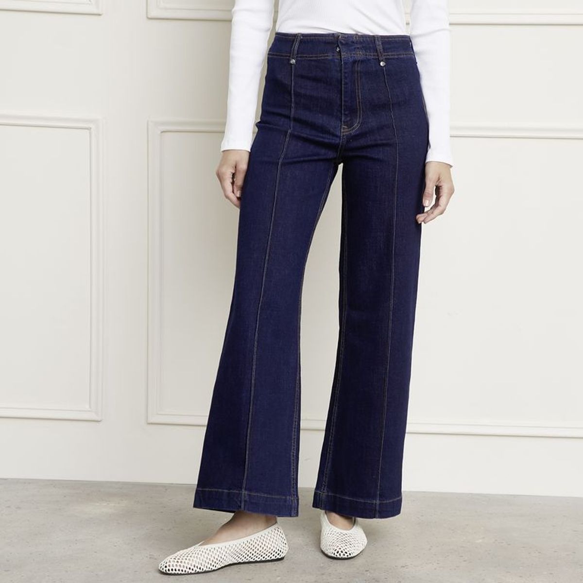 BASEMENT - Jean Wide leg Mujer Tiro medio de Algodón Basement