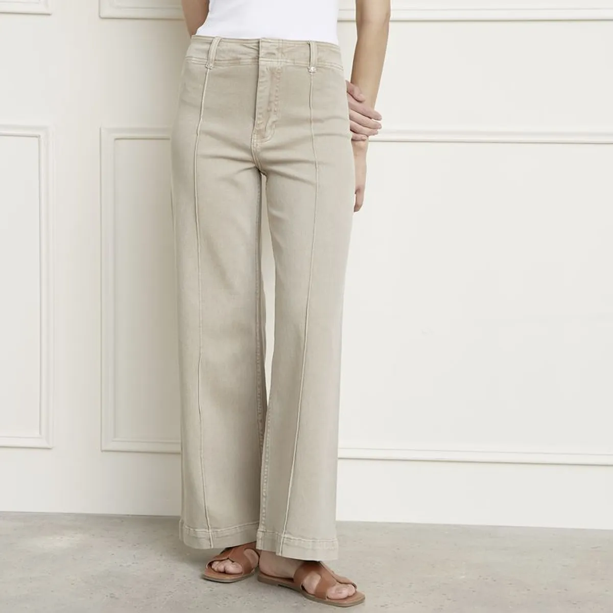 BASEMENT - Jean Wide leg Mujer Tiro medio de Algodón Basement