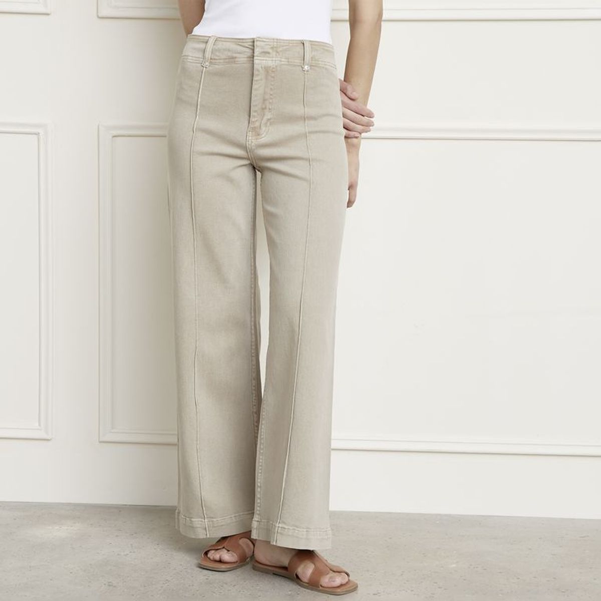 BASEMENT - Jean Wide leg Mujer Tiro medio de Algodón Basement
