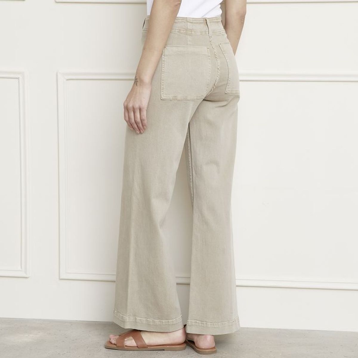 BASEMENT - Jean Wide leg Mujer Tiro medio de Algodón Basement