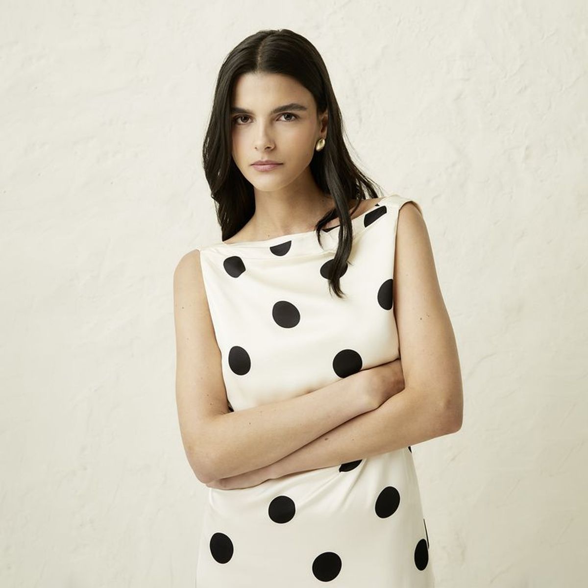 BASEMENT - Vestido Largo Casual con Puntos para Mujer Basement