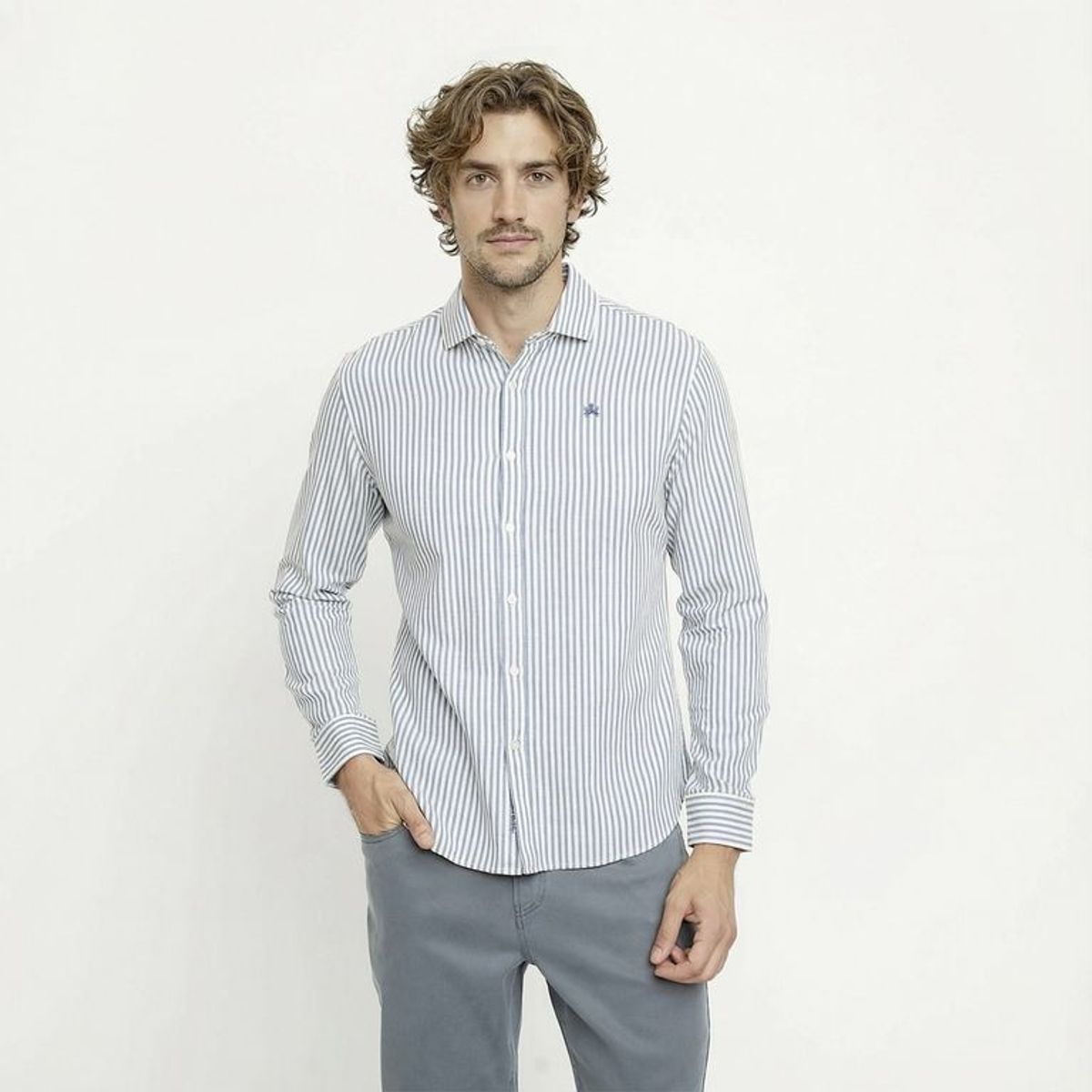 CASCAIS - Camisa Hombre de Rayas Manga Larga de Algodón Cascais.