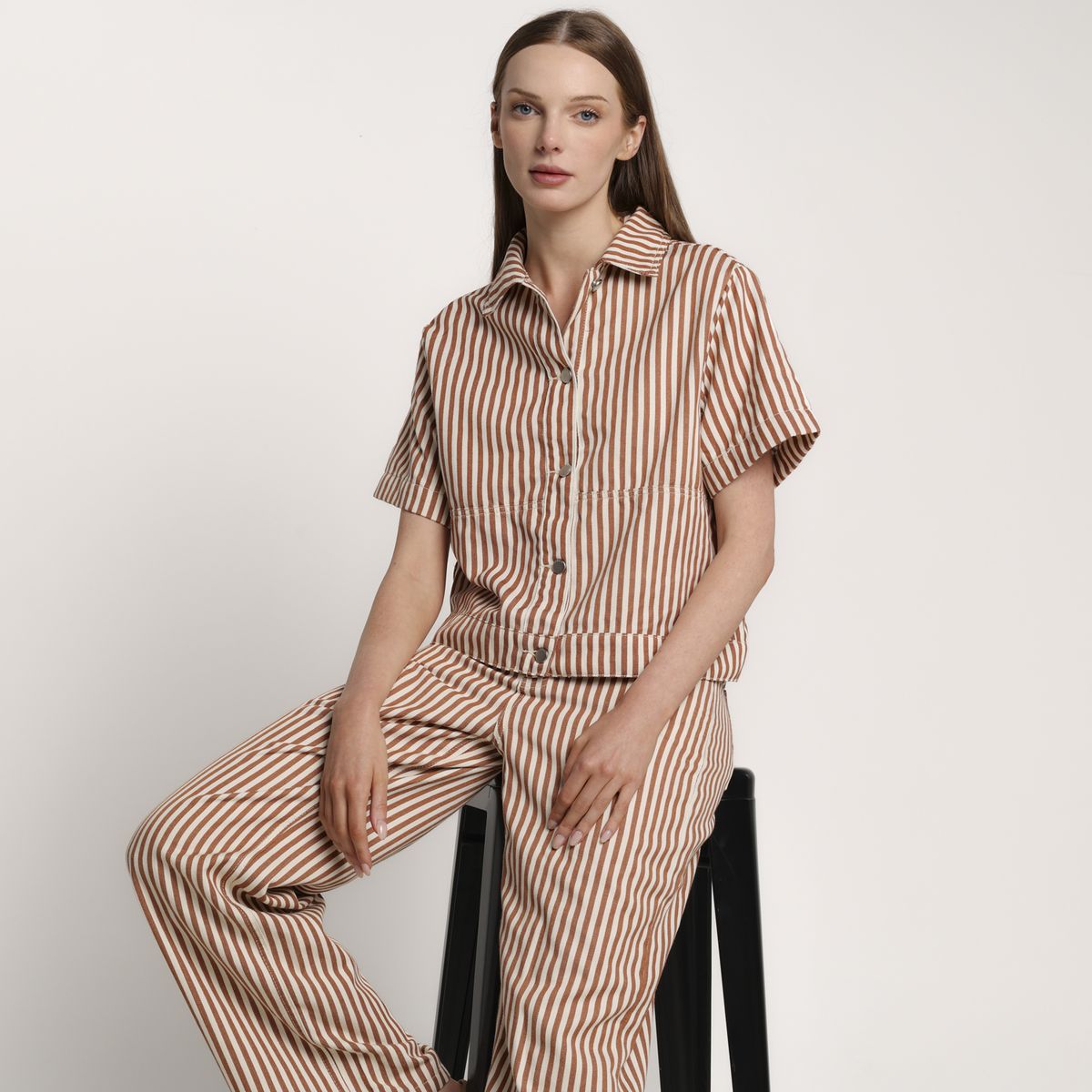 BASEMENT - Blusa Mujer Manga corta de Algodón Basement