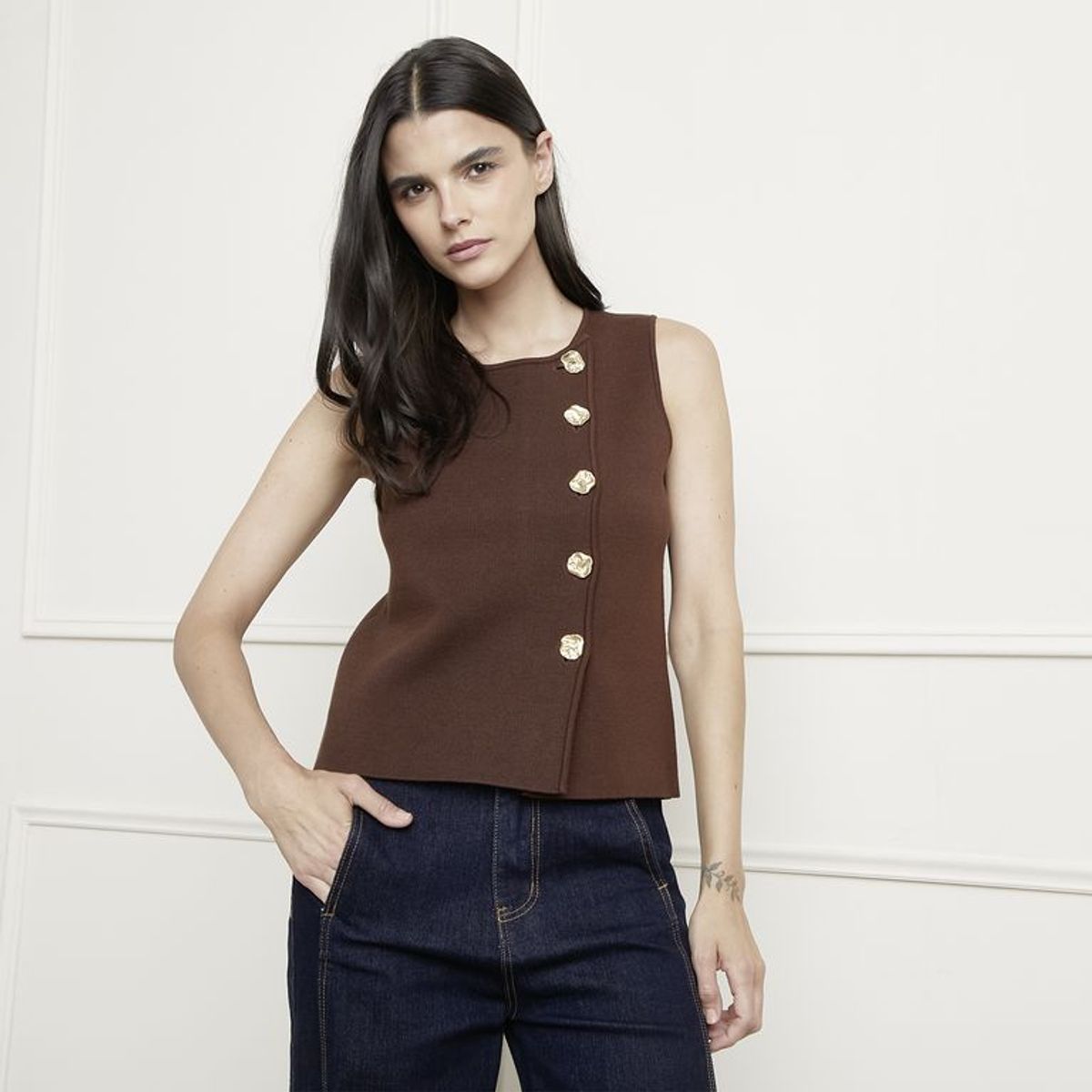 BASEMENT - Chaleco Mujer Slim Basement