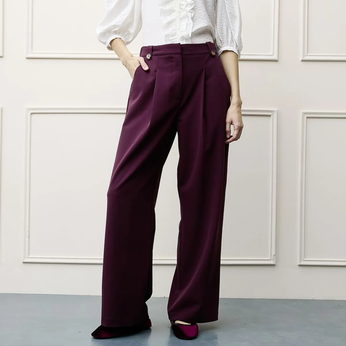 BASEMENT - Pantalón Wide leg Mujer Tiro medio Basement