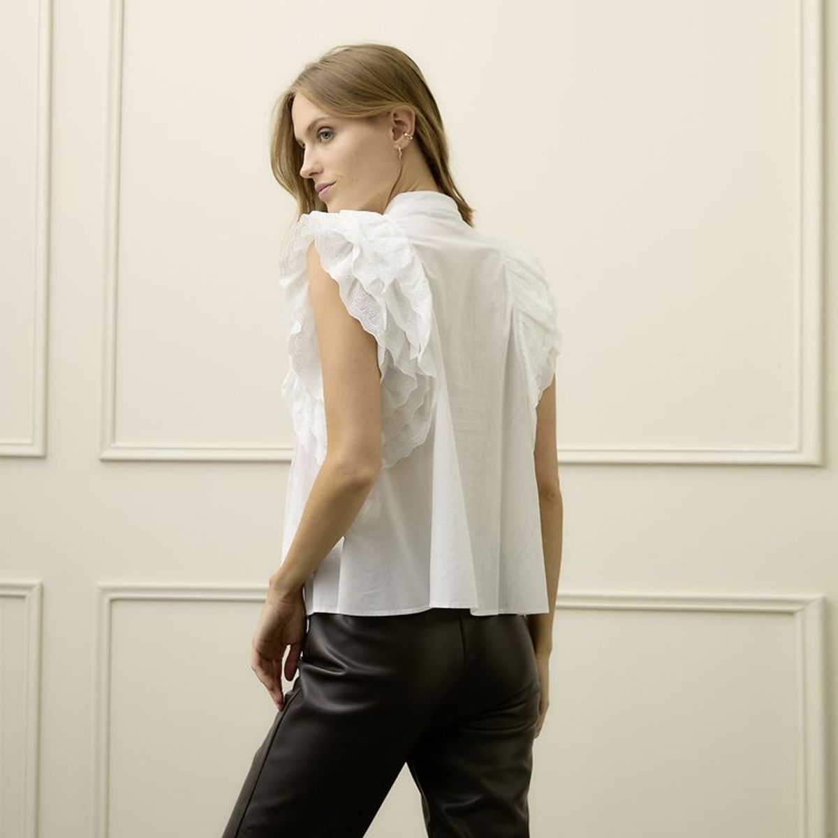 BASEMENT - Blusa Mujer Plisada Sin mangas de Algodón Basement