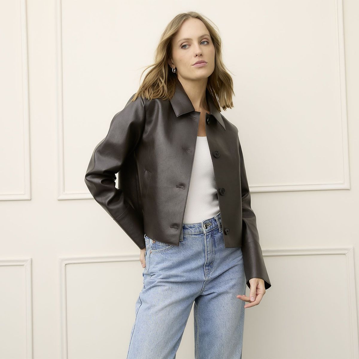 BASEMENT - Chaqueta Efecto cuero Mujer Basement