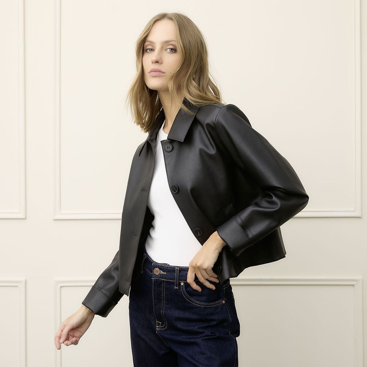 BASEMENT - Chaqueta Efecto cuero Mujer Basement